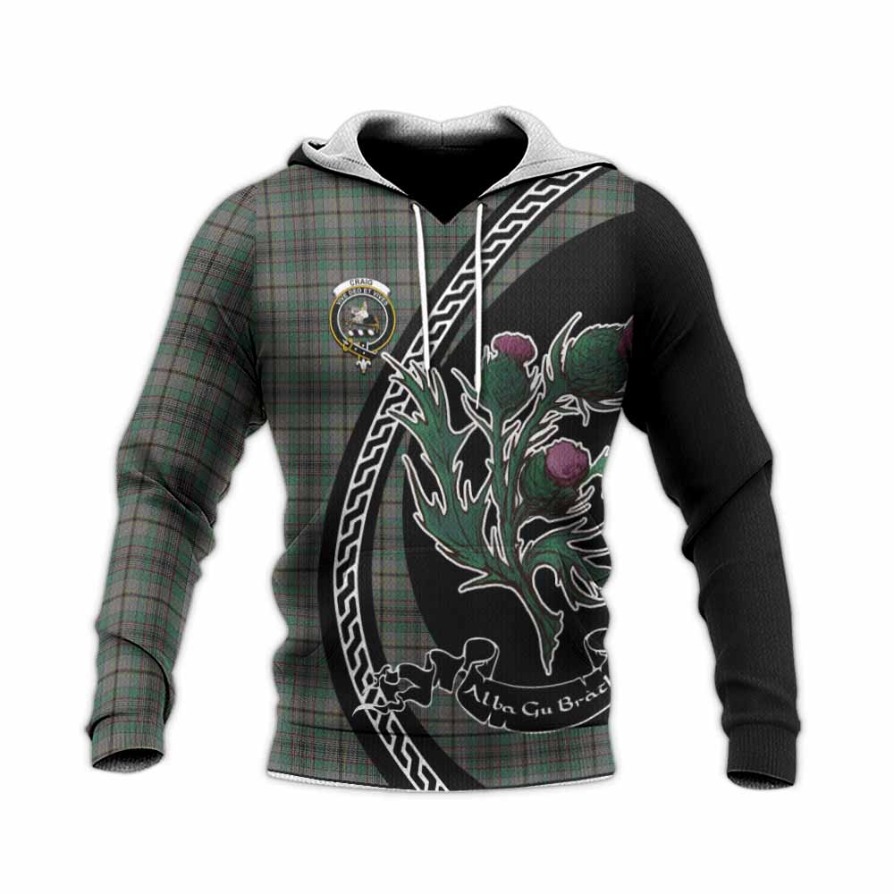 Craig Family Crest Tartan Knitted Hoodie Alba Thistle Inspired - Tartan Vibes Clothing