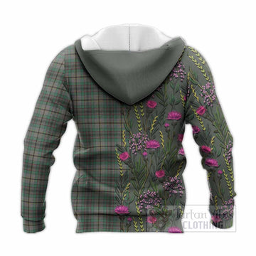 Craig Family Crest Tartan Knitted Hoodie Scottish Thistle Flower Pattern Half Style