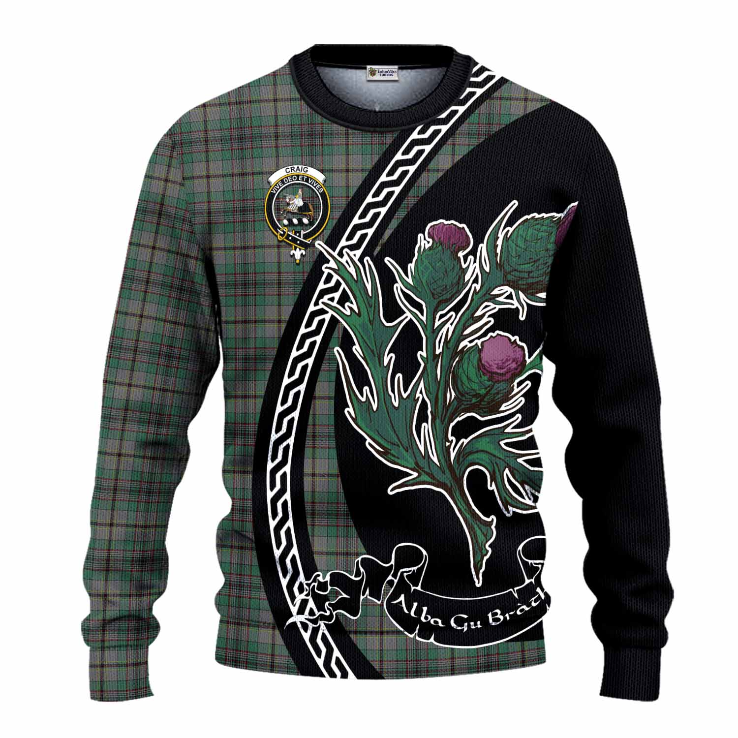 Craig Family Crest Tartan Knitted Sweater Alba Thistle Inspired - Tartan Vibes Clothing