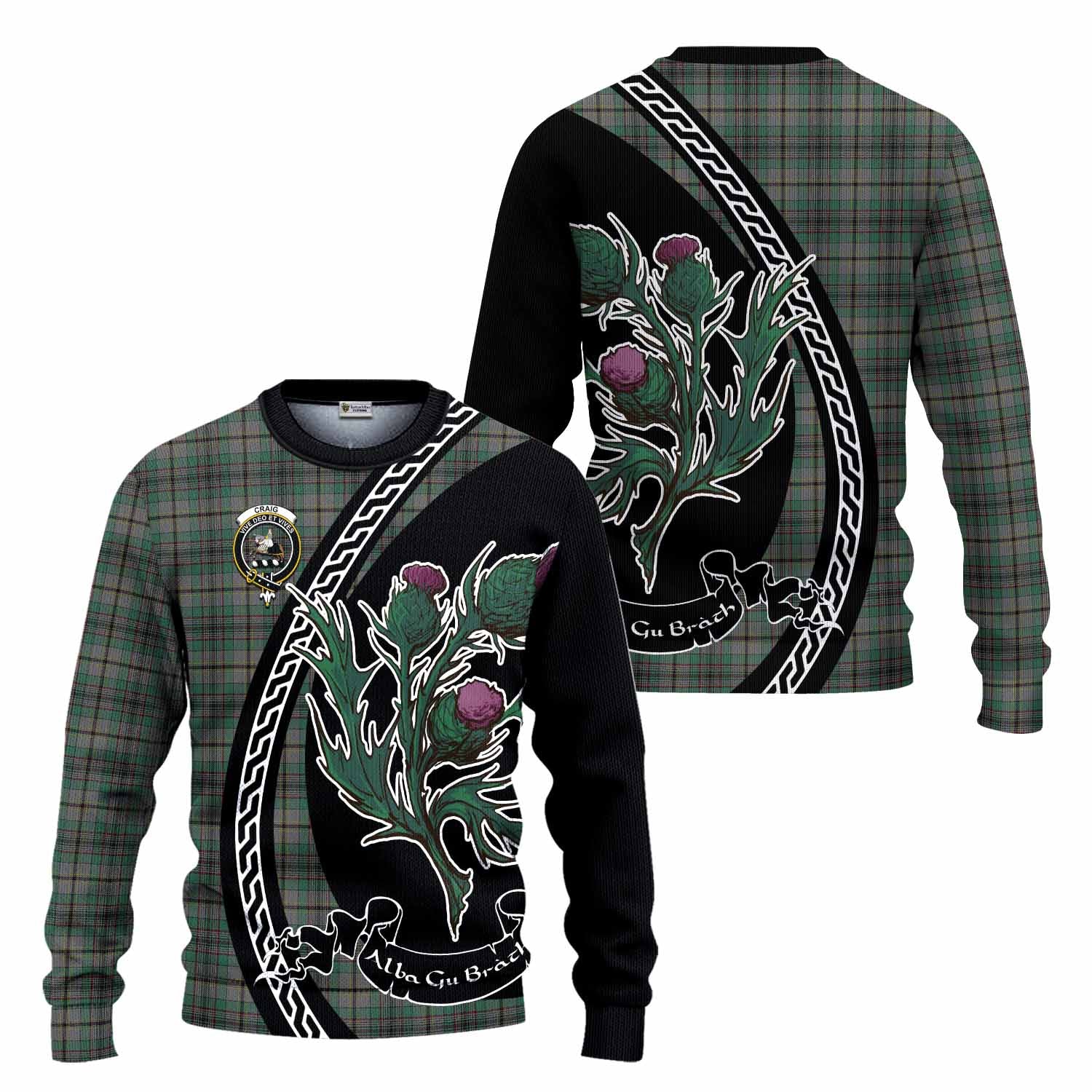 Craig Family Crest Tartan Knitted Sweater Alba Thistle Inspired - Tartan Vibes Clothing