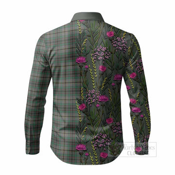 Craig Family Crest Tartan Long Sleeve Button Shirts Scottish Thistle Flower Pattern Half Style