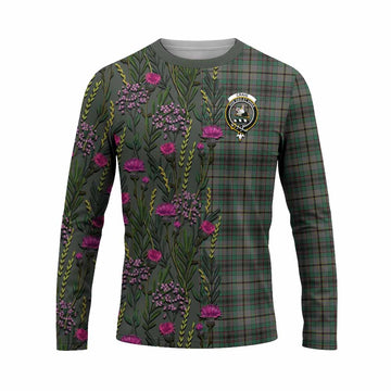Craig Family Crest Tartan Long Sleeve T-Shirt Scottish Thistle Flower Pattern Half Style