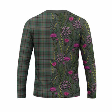 Craig Family Crest Tartan Long Sleeve T-Shirt Scottish Thistle Flower Pattern Half Style