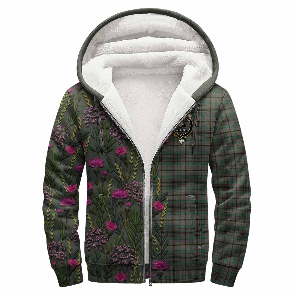 Craig Family Crest Tartan Sherpa Hoodie Scottish Thistle Flower Pattern Half Style - Tartan Vibes Clothing