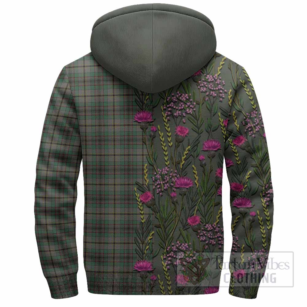Craig Family Crest Tartan Sherpa Hoodie Scottish Thistle Flower Pattern Half Style - Tartan Vibes Clothing