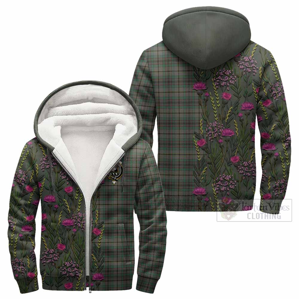 Craig Family Crest Tartan Sherpa Hoodie Scottish Thistle Flower Pattern Half Style - Tartan Vibes Clothing