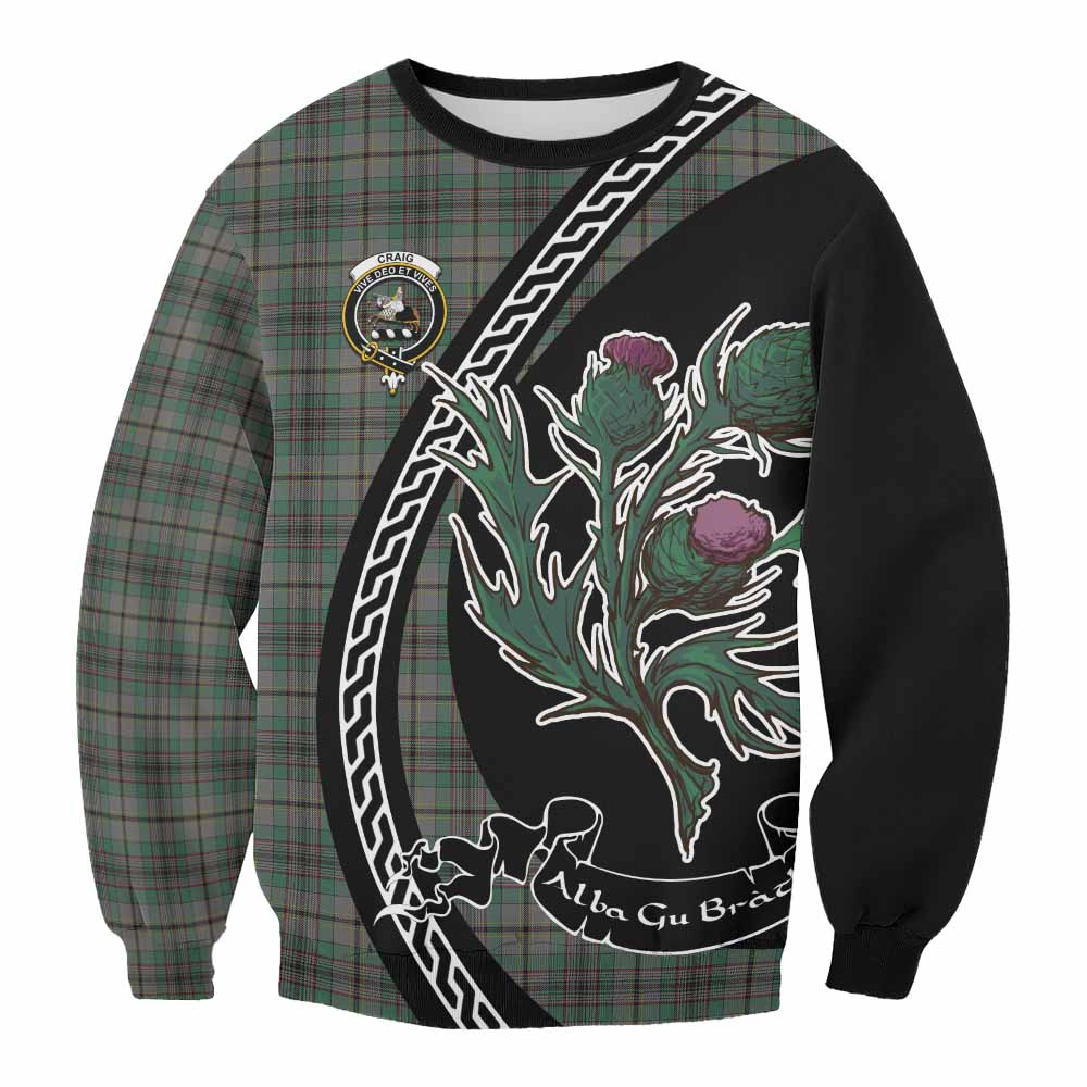 Craig Family Crest Tartan Sweatshirt Alba Thistle Inspired - Tartan Vibes Clothing