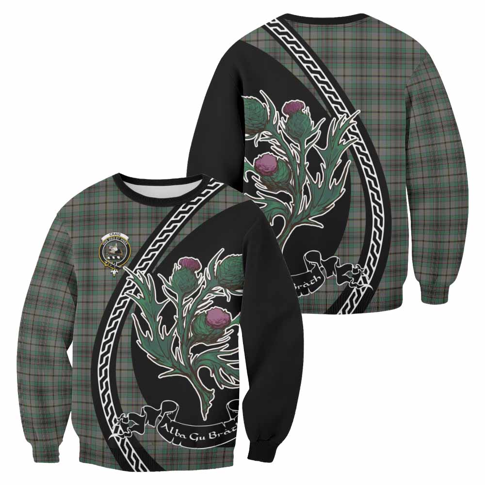 Craig Family Crest Tartan Sweatshirt Alba Thistle Inspired - Tartan Vibes Clothing