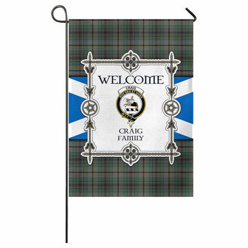 Craig Family Crest Tartan Welcome Garden Flag Saltire Harmony Style