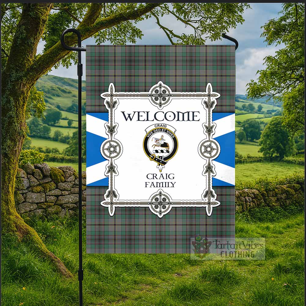 Craig Family Crest Tartan Welcome Garden Flag Saltire Harmony Style - Tartan Vibes Clothing