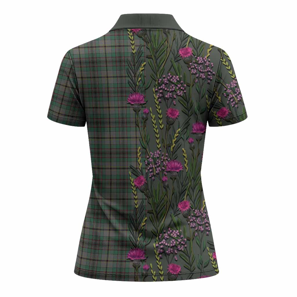 Craig Family Crest Tartan Women Polo Shirt Scottish Thistle Flower Pattern Half Style - Tartan Vibes Clothing