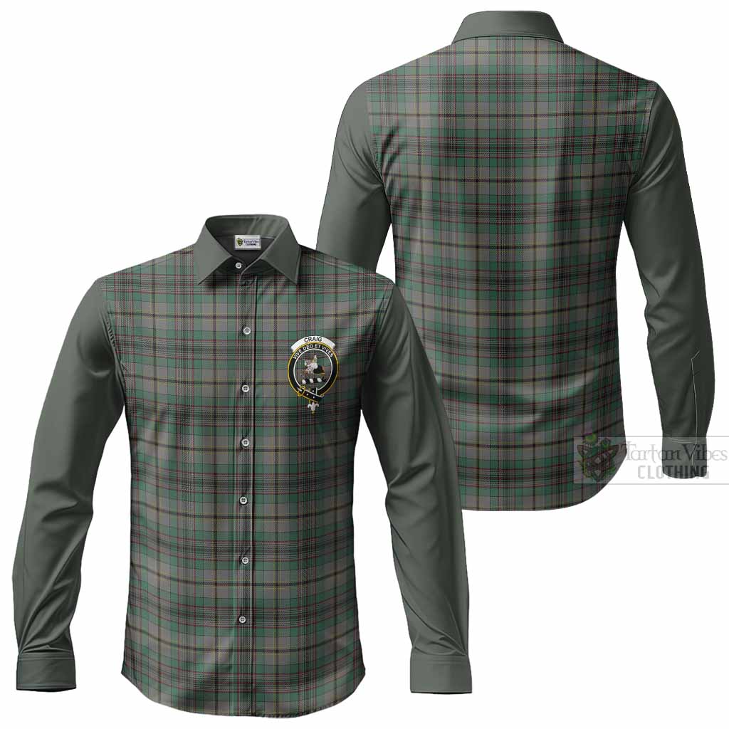 Craig Tartan Accent Long Sleeve Button Shirts with Family Crest