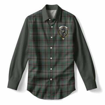 Craig Tartan Accent Women Casual Shirt with Family Crest