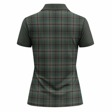 Craig Tartan Accent Women Polo Shirt with Family Crest