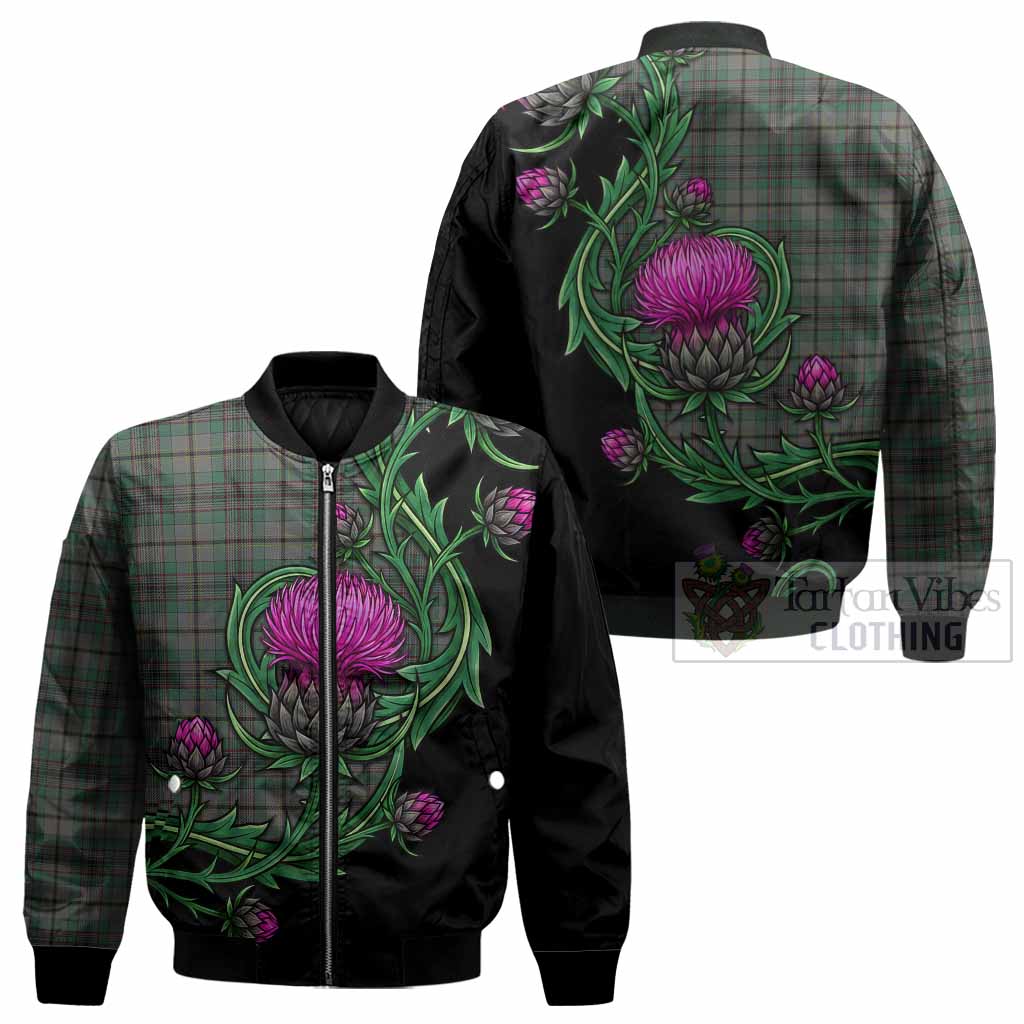 Craig Tartan Bomber Jacket Resilient Scottish Thistle - Tartan Vibes Clothing