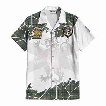 Craig Tartan Cotton Hawaiian Shirt with Family Crest and Lion Rampant Grunge Style