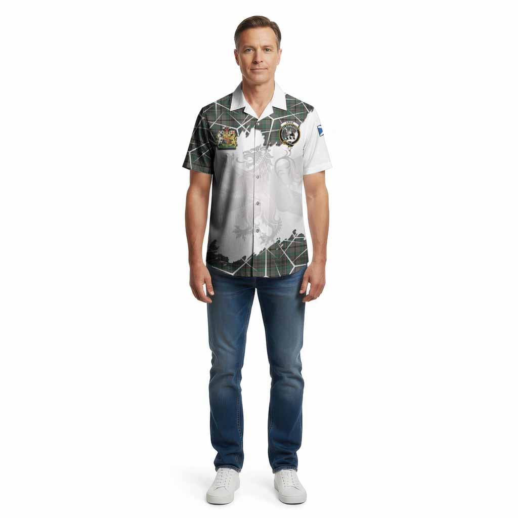 Craig Tartan Cotton Hawaiian Shirt with Family Crest and Lion Rampant Grunge Style