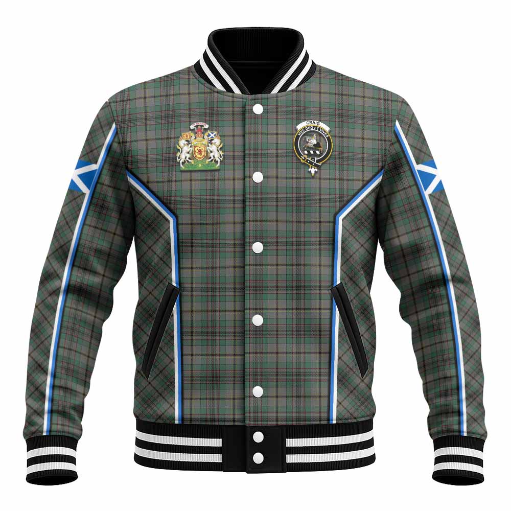 Craig Tartan Crest Baseball Jacket Scotland Coat of Arm Flag Style - Tartan Vibes Clothing