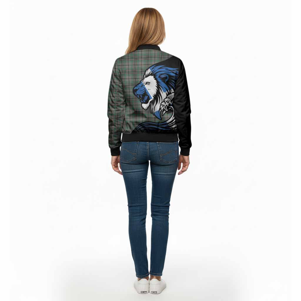 Craig Tartan Crest Bomber Jacket Scottish Golden Lions Wave Flow