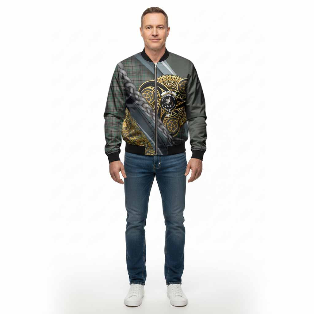 Craig Tartan Crest Bomber Jacket Scottish Triskele Celtic