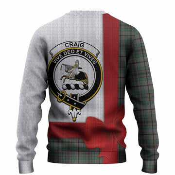 Craig Tartan Crest Christmas Christmas Ugly Sweater Highland Cow Bagpipes Coquette Bow Style