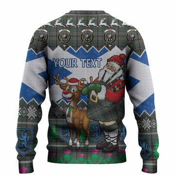 Craig Tartan Crest Christmas Christmas Ugly Sweater Scotland Santa With Bagpipes Cute Reindeer
