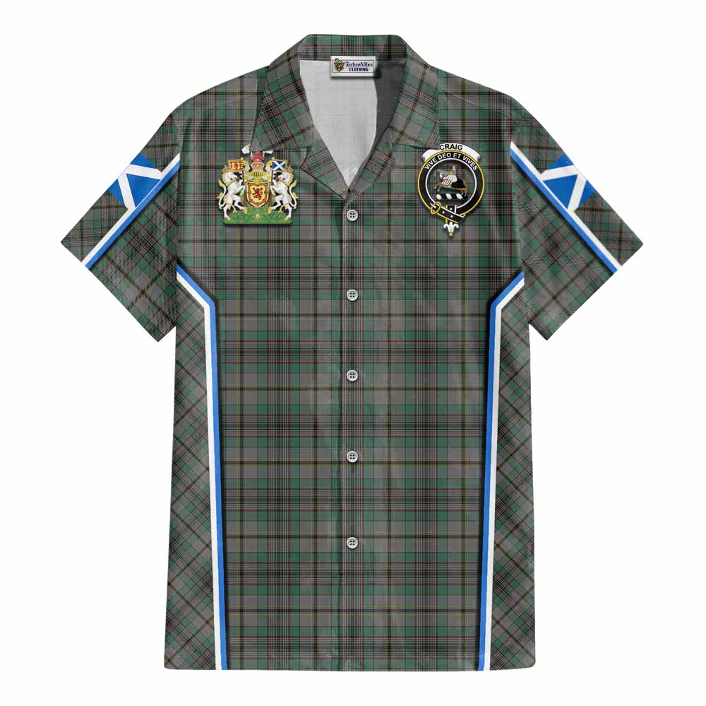 Craig Tartan Crest Cotton Hawaiian Shirt Scotland Coat of Arm Flag Style - Tartan Vibes Clothing