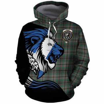 Craig Tartan Crest Cotton Hoodie Scottish Golden Lions Wave Flow