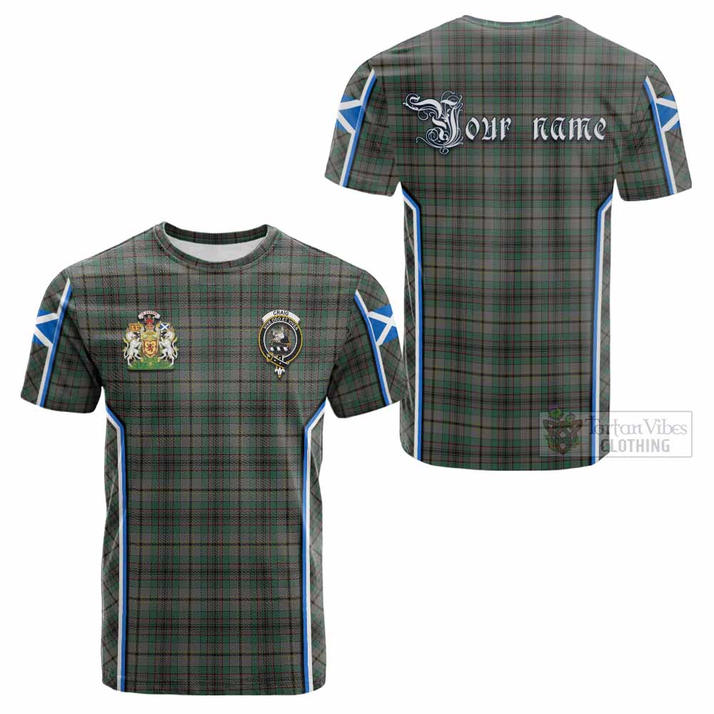 Craig Tartan Crest Cotton T-shirt Scotland Coat of Arm Flag Style - Tartan Vibes Clothing