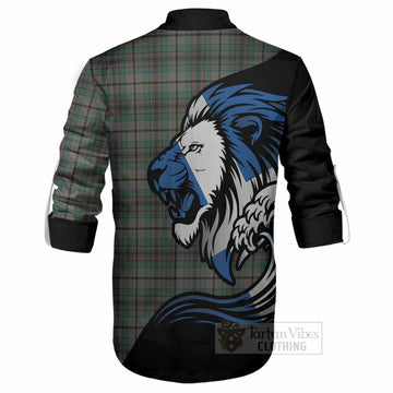 Craig Tartan Crest Ghillie Shirt Scottish Golden Lions Wave Flow