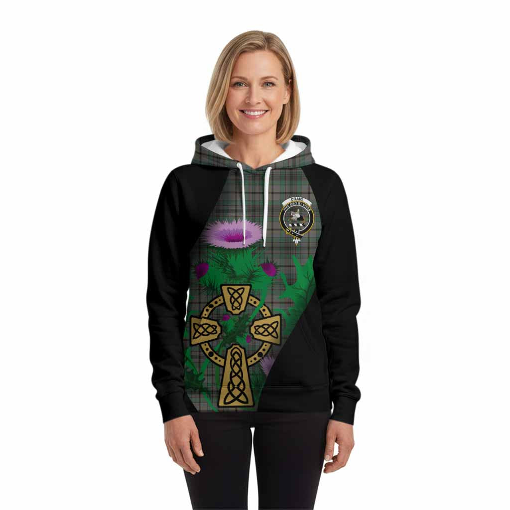 Craig Tartan Crest Hoodie Celtic Cross Thistle Flowers