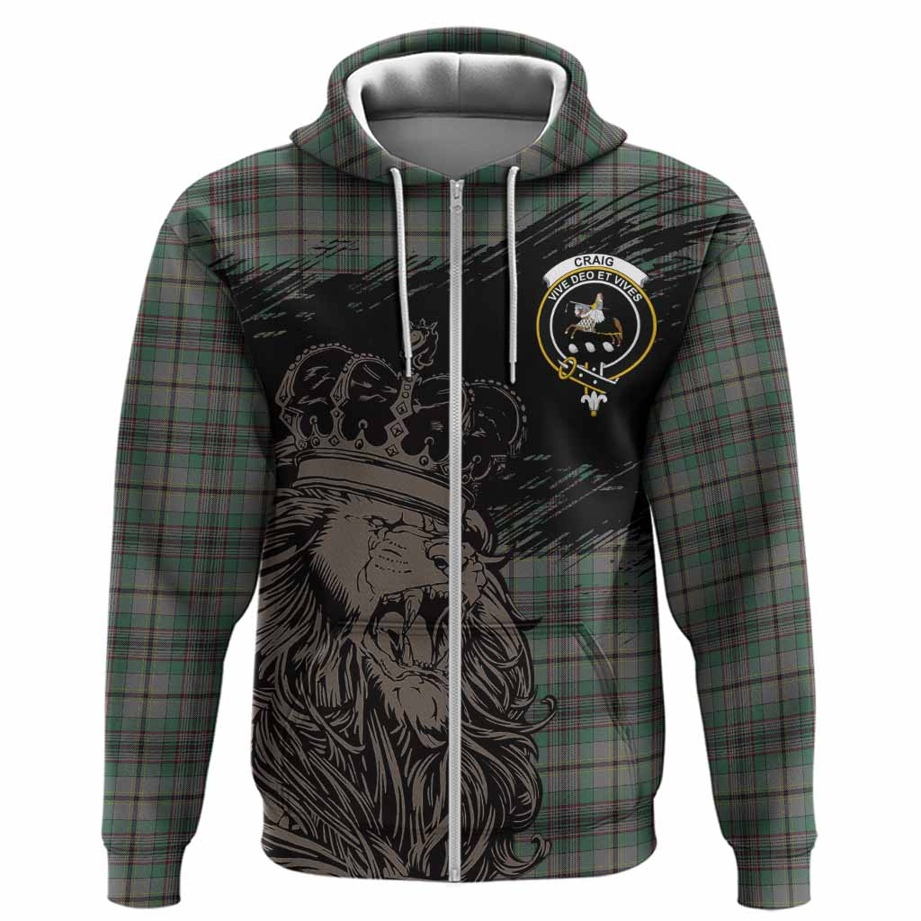 Craig Tartan Crest Hoodie Crowned Lion Heritage Style