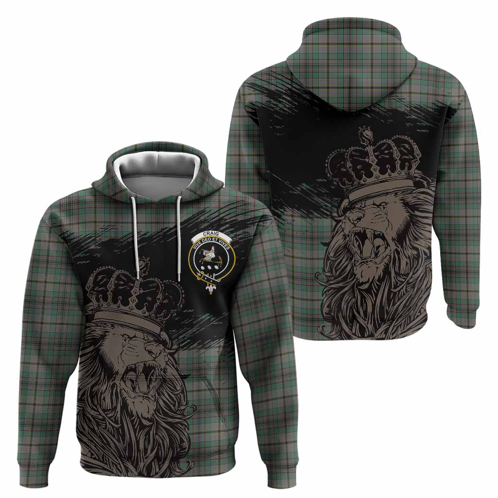 Craig Tartan Crest Hoodie Crowned Lion Heritage Style