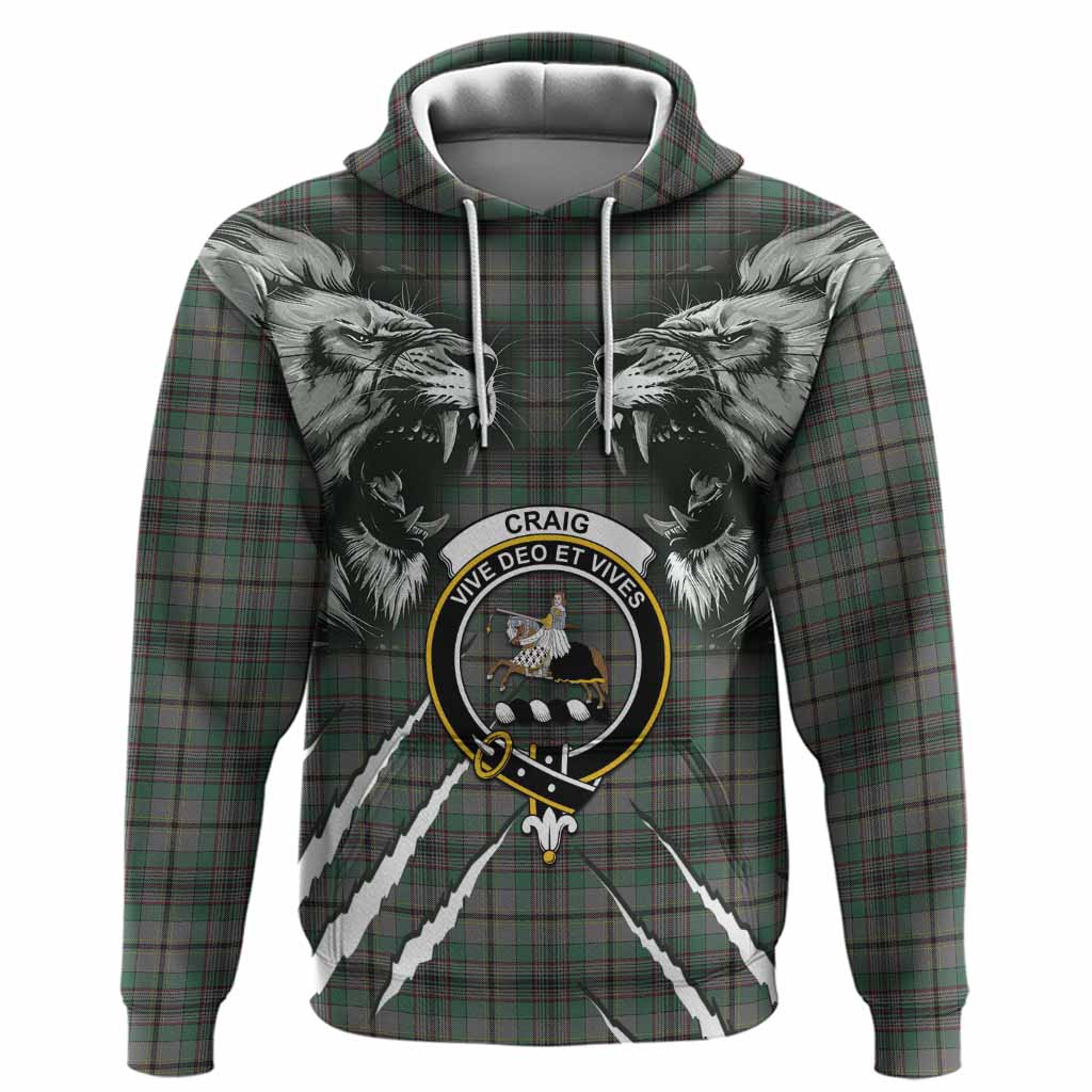 Craig Tartan Crest Hoodie Ferocious Lion Style