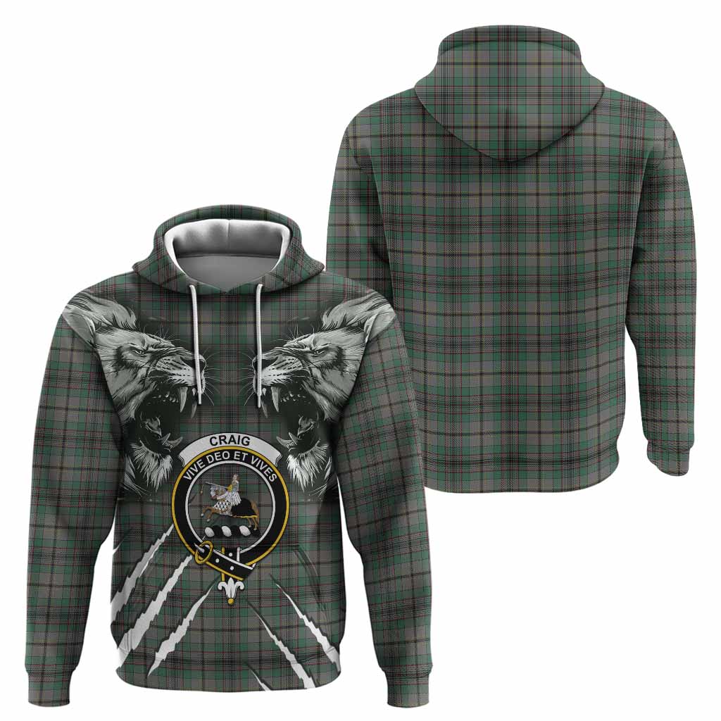 Craig Tartan Crest Hoodie Ferocious Lion Style