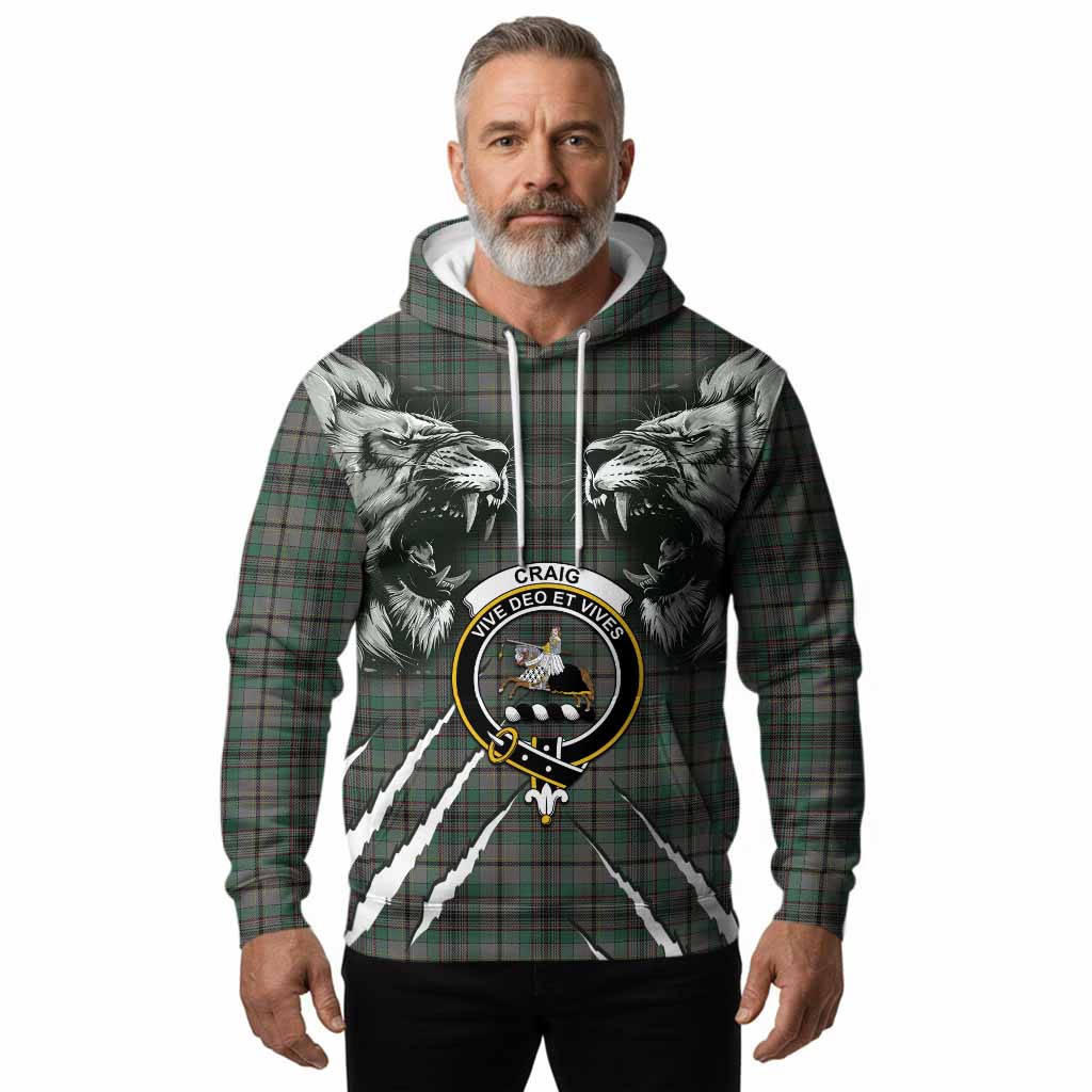 Craig Tartan Crest Hoodie Ferocious Lion Style