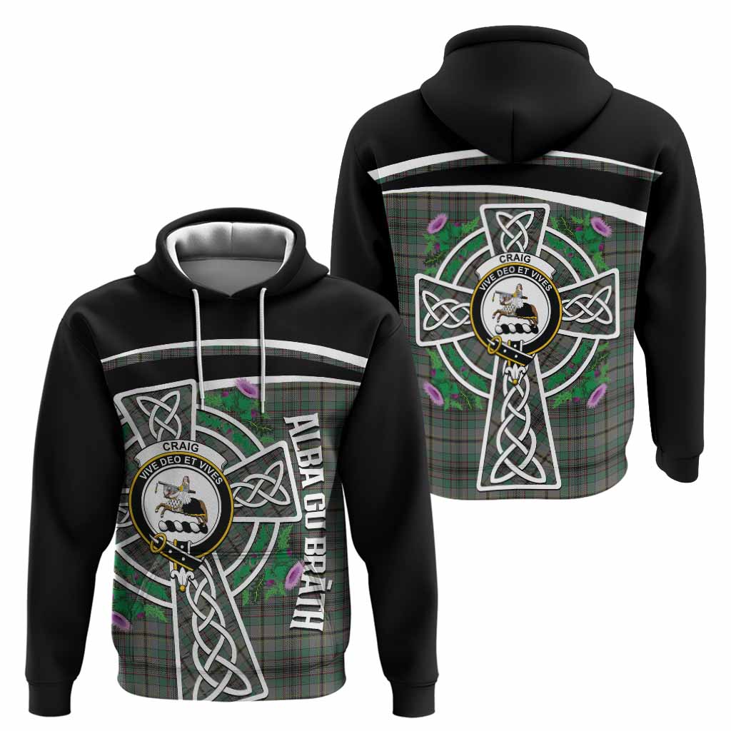 Craig Tartan Crest Hoodie Scottish Thistle Celtic Cross Alba Gu Brath