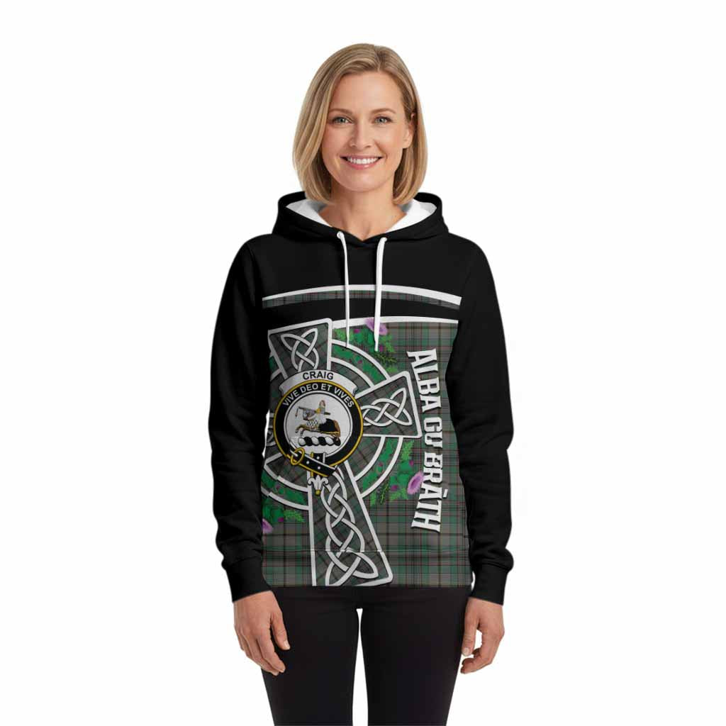 Craig Tartan Crest Hoodie Scottish Thistle Celtic Cross Alba Gu Brath