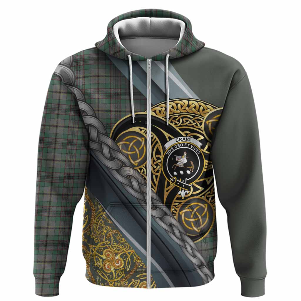 Craig Tartan Crest Hoodie Scottish Triskele Celtic
