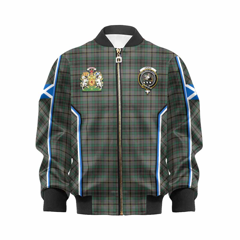 Craig Tartan Crest Kid Bomber Jacket Scotland Coat of Arm Flag Style - Tartan Vibes Clothing