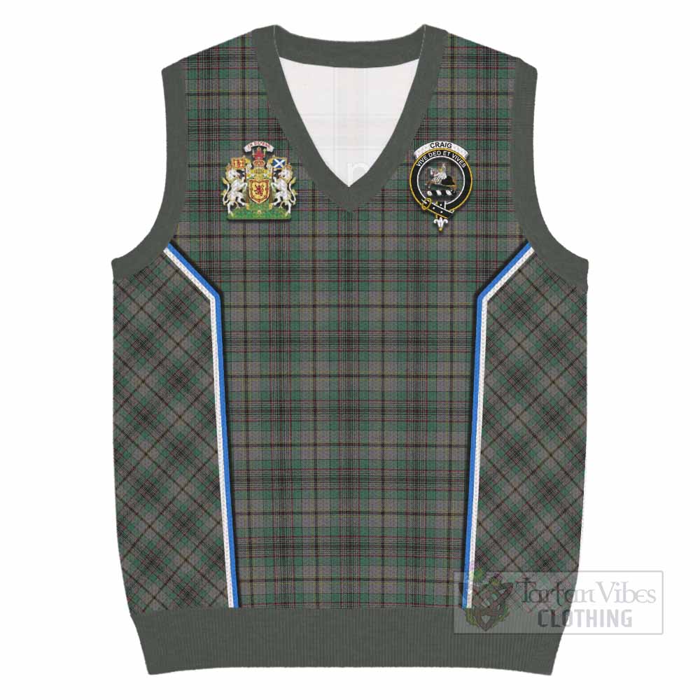 Craig Tartan Crest Knitted V-Neck Vest Scotland Coat of Arm Flag Style - Tartan Vibes Clothing