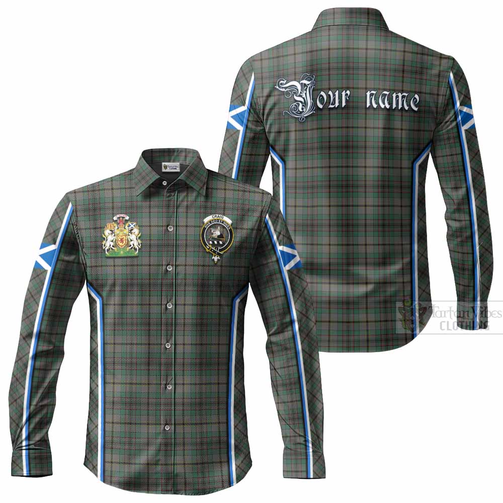 Craig Tartan Crest Long Sleeve Button Shirts Scotland Coat of Arm Flag Style - Tartan Vibes Clothing