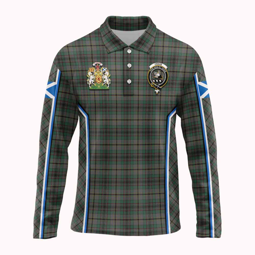 Craig Tartan Crest Long Sleeve Polo Shirt Scotland Coat of Arm Flag Style - Tartan Vibes Clothing