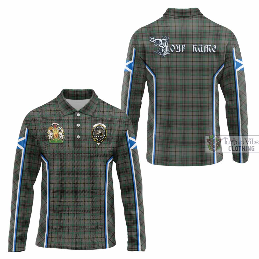 Craig Tartan Crest Long Sleeve Polo Shirt Scotland Coat of Arm Flag Style - Tartan Vibes Clothing