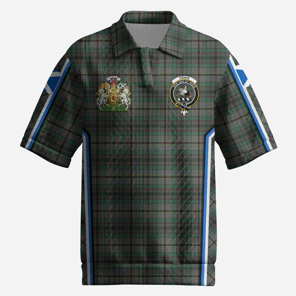 Craig Tartan Crest Men’s Polo Sweater Top Scotland Coat of Arm Flag Style