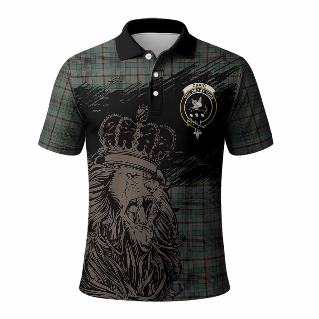 Craig Tartan Crest Polo Shirt Crowned Lion Heritage Style