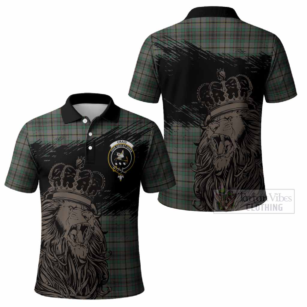 Craig Tartan Crest Polo Shirt Crowned Lion Heritage Style