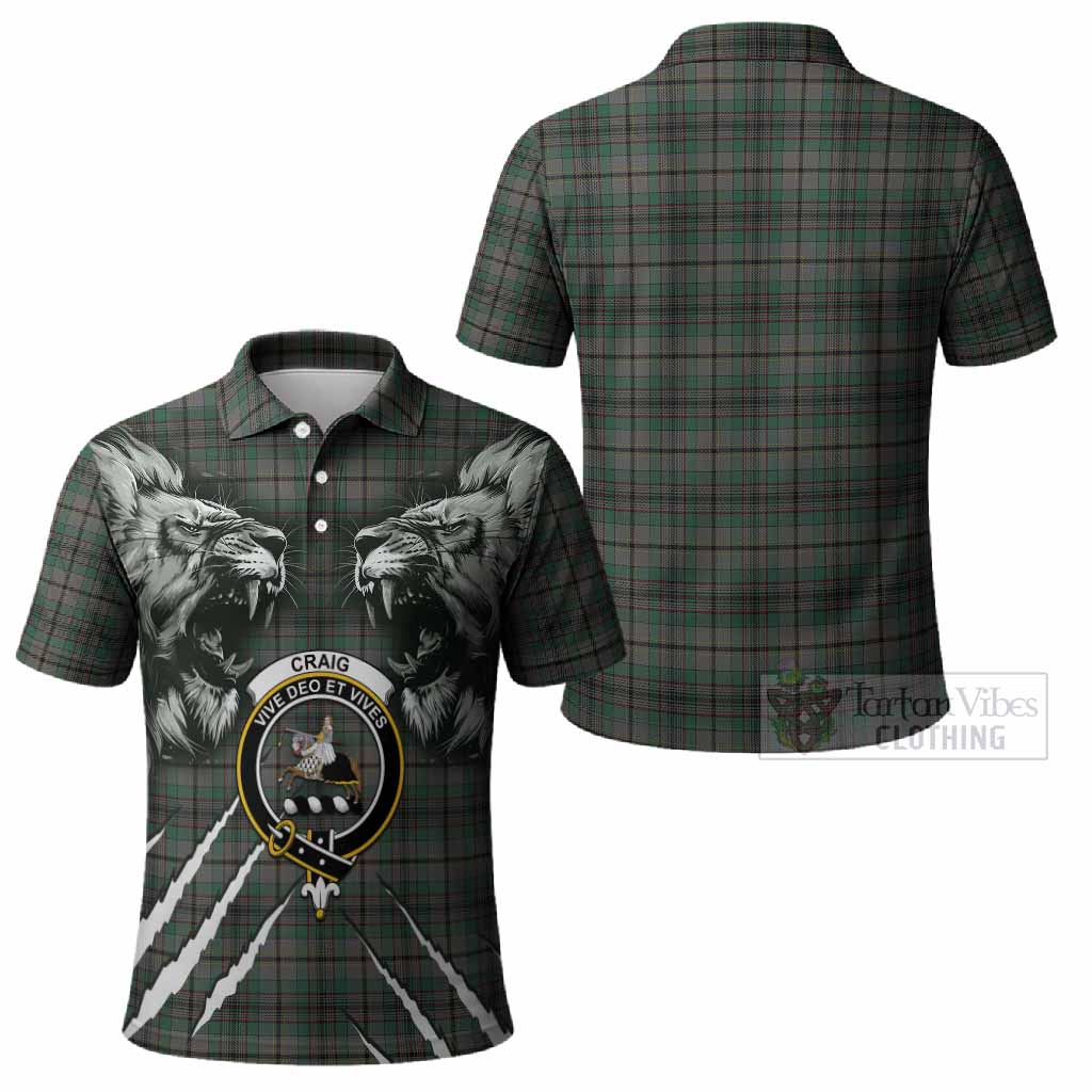 Craig Tartan Crest Polo Shirt Ferocious Lion Style