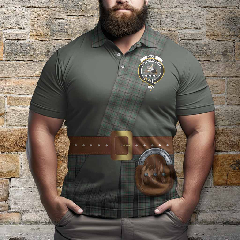 Craig Tartan Crest Polo Shirt Kilt Costume Style