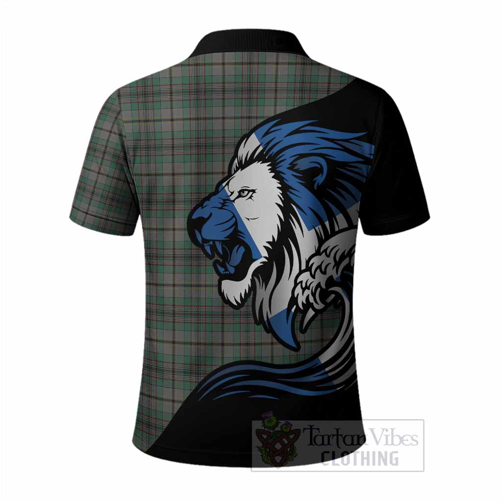 Craig Tartan Crest Polo Shirt Scottish Golden Lions Wave Flow